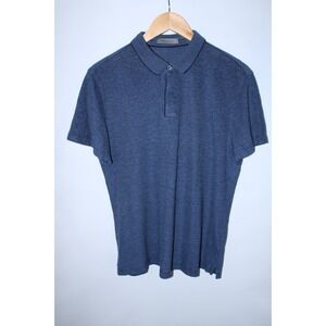 Corneliani Men's Size 50/Medium Navy Blue Silk Blend Short Sleeve Polo Shirt